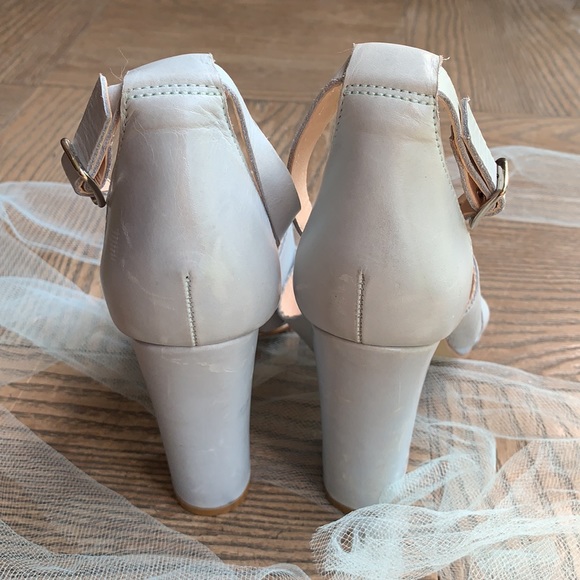 OLLIE Baby blue Leather Block Heel strappy Sandals - Picture 10 of 12